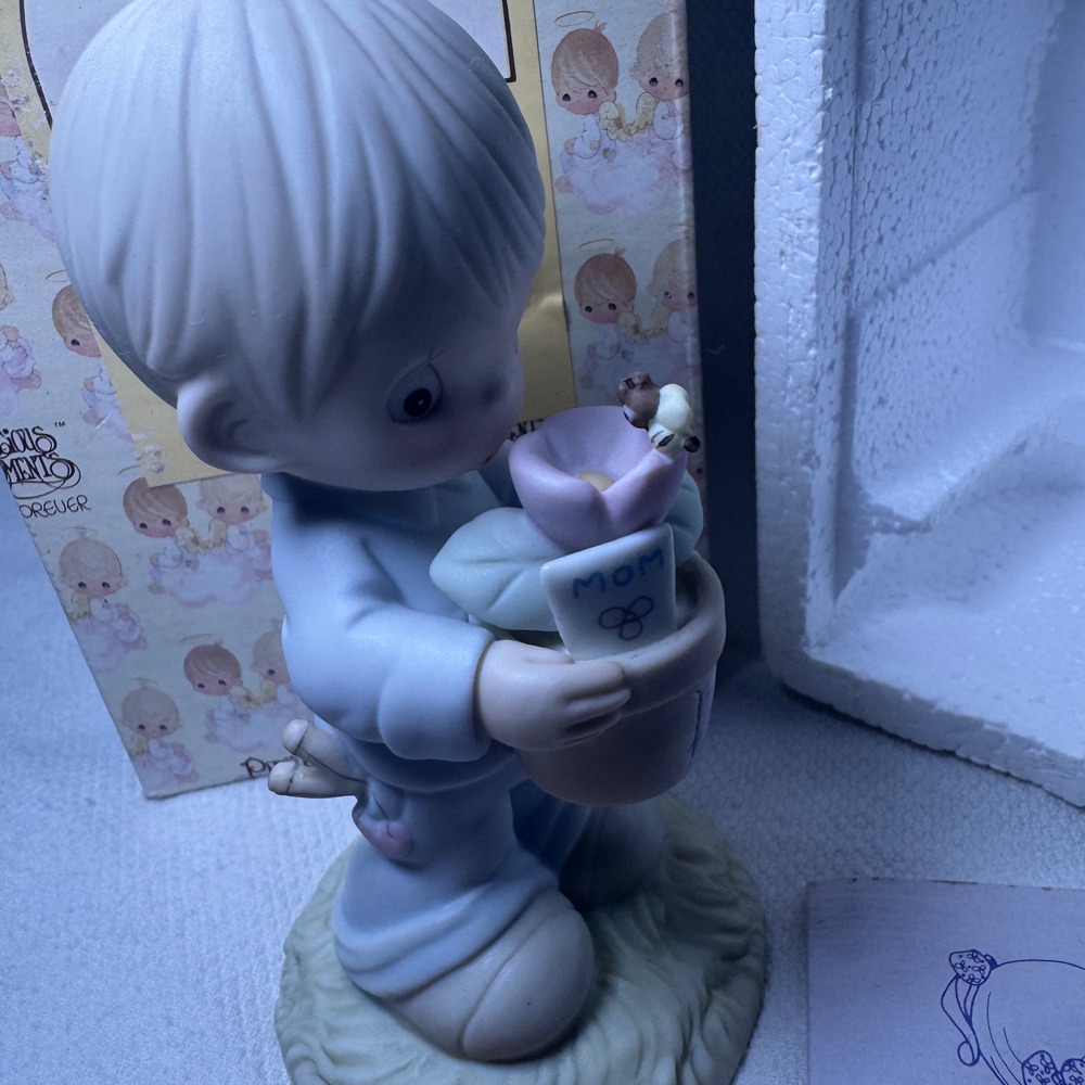 Precious Moments To A Special Mum Figurine 1990 Enesco 521965 Boy Flower Pot Box - Picture 3 of 4